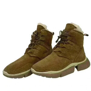 AUMU Women’s 7.5 Retro Metal Buckle BrownSuede Upper Elevator Lace Up Snow Boot￼